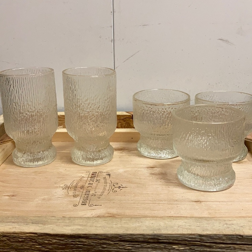 Vintage Glasses Glass Tumblers Home Mid-Century Vintage Set of 5 one of a kind